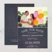 Chic Chalkboard Photo Wedding Enregistrer la carte (Devant / Derrière)