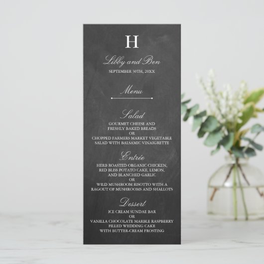 Chic Chalkboard Wedding Menu Sjabloon (Staand voorkant)