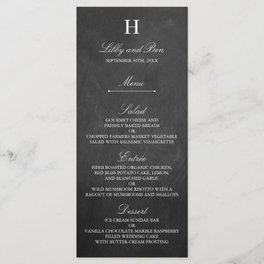 Chic Chalkboard Wedding Menu Sjabloon (Voorkant)