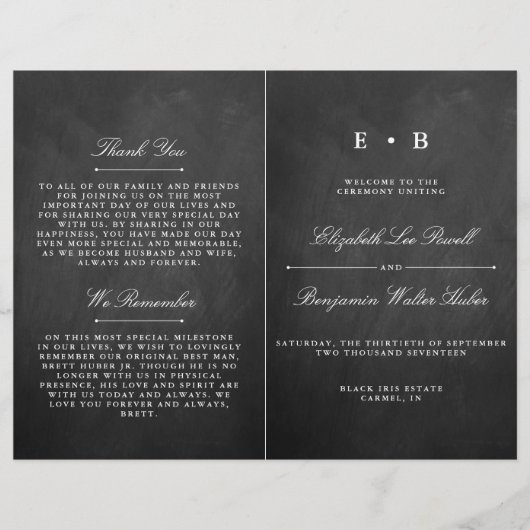 Chic Chalkboard Wedding Programme Modèle (Devant)