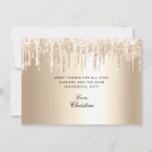 Chic Champagne Glitter Zwart Script Afstuderen Bedankkaart (Achterkant)