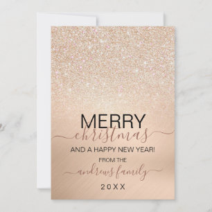 Chic Champagne Gold Glitter Metallic Kerstmis Feestdagenkaart