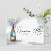 Chic  Champagne Party Invitation Kaart (Staand voorkant)