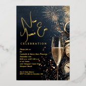 Chic Champagne Time New Year's Eve Folie Uitnodiging (Voorkant)