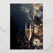 Chic Champagne Time New Year's Eve Folie Uitnodiging (Achterkant)