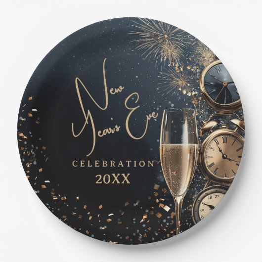 Chic Champagne Time New Year's Eve Papieren Bordje (Voorkant)