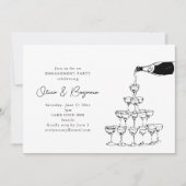 Chic Champagne Tower Modern Engagement Party Kaart (Voorkant)