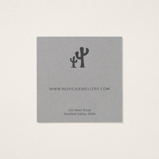 Chic Charcoal Cactus on Grey Earring Display Kaart (Achterkant)