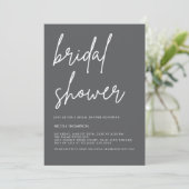 Chic Charcoal Modern Bridal Shower Invitation  (Debout devant)