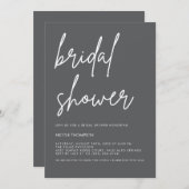 Chic Charcoal Modern Bridal Shower Invitation  (Devant / Derrière)