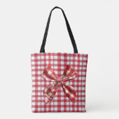 Chic Check Bow Red en White Gingham Draagtas (Achterkant)