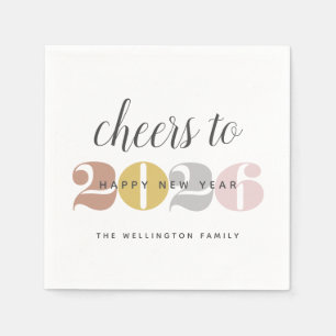 Chic Cheers tot 2022 White Gold New Year-papier Servet