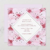 Chic Cherry Blossom Wedding Kaart (Voorkant / Achterkant)