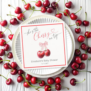 Chic Cherry op Top Coquette Baby shower Servet