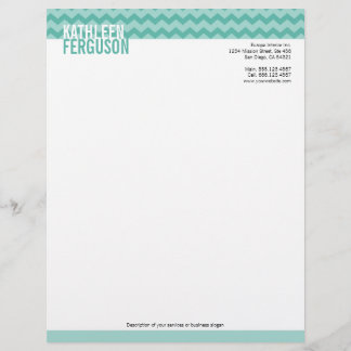 Chic chevron blauwgroen blauw met twee tinten stij briefhoofd sjabloon