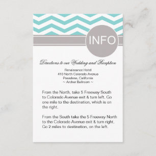 Chic Chevron Info Wedding Directions blauwgroen Informatiekaartje