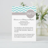 Chic Chevron Info Wedding Directions | blauwgroen Informatiekaartje (Staand voorkant)