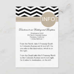 Chic Chevron Info Wedding Directions   zwart Informatiekaartje
