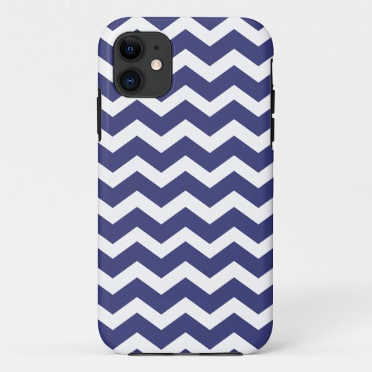 Chic Chevron iPhone 5 Hoesje marine en wit (Achterkant)