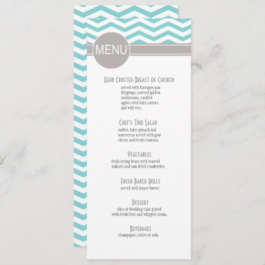 Chic Chevron menu | blauwgroen (Voorkant / Achterkant)