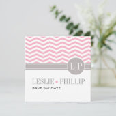 Chic Chevron Monogram Faire-Part de Date de Mariag (Debout devant)
