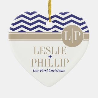 Chic Chevron Monogram | marine Keramisch Ornament