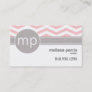 Chic Chevron Monogram Roze Visitekaartje
