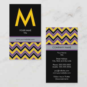 Chic Chevron Monogram Visitekaartje - Geel/zwart