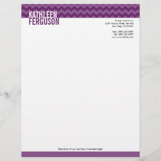 Chic chevron patroon diep paars met twee tinten st persoonlijk briefhoofd