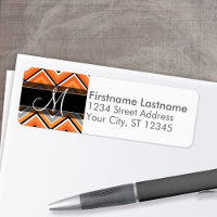 Chic Chevron Pattern Black Grey Oranje Monogram