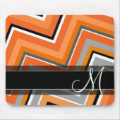 Chic Chevron Pattern Black Grey Oranje Monogram Muismat (Voorkant)
