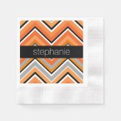 Chic Chevron Pattern Black Grey Sinaasappel met na Servetten (Voorkant)