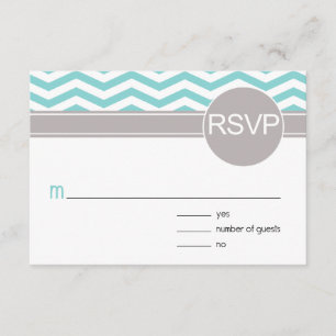 Chic Chevron RSVP blauwgroen Kaartje