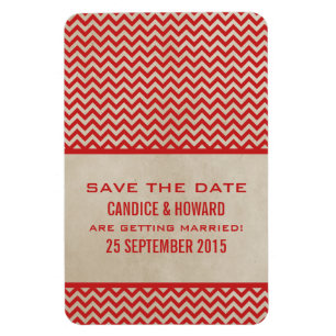 Chic Chevron Save the Date Magnet, Red Magneet