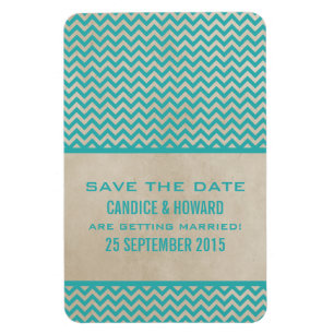 Chic Chevron sparen de Magnet van de Datum, Blauwg Magneet