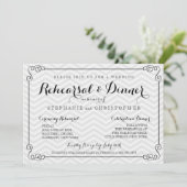 Chic Chevron Wedding Rehearsal & Dinner Invitation Kaart (Staand voorkant)