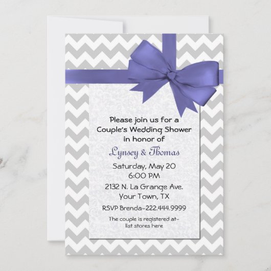 Chic Chevron Wedding Shower Kaart (Voorkant)