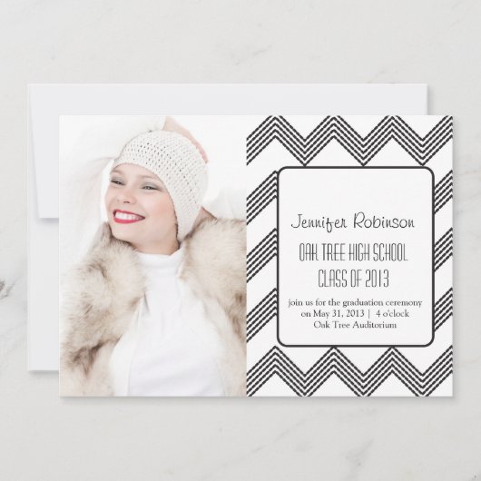Chic Chevron Zigzag Faire-part de diplôme (Devant)