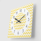 Chic Chevrons Pattern - Lemon White Vierkante Klok (Hoek)