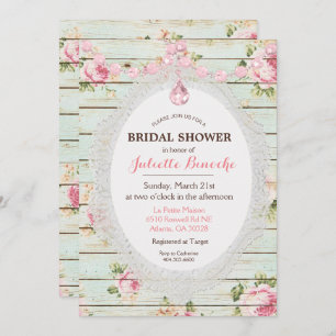 Chic Chic Floral Bois nuptiale Invitation de douch
