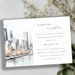 Chic Chicago Illinois City Scape bruiloft receptie Informatiekaartje