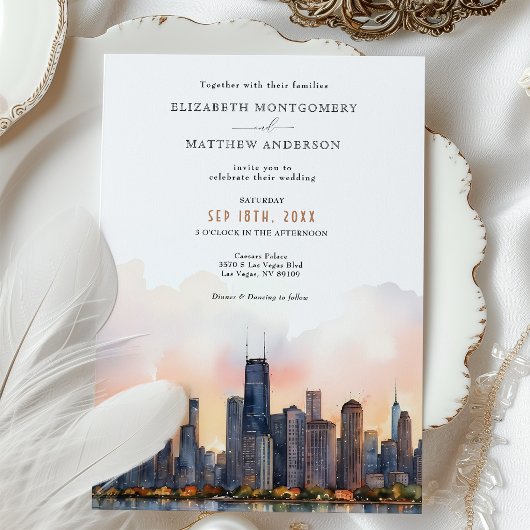 Chic Chicago, Illinois Wedding Invitation
