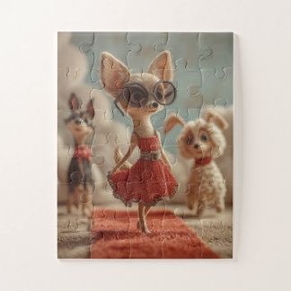 Chic Chihuahua Fashionista Jigsaw puzzel