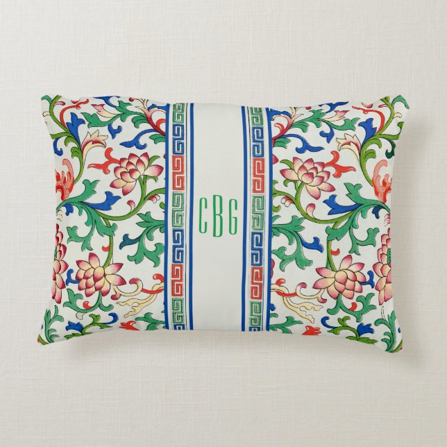 Chic Chinoiserie Chic Accent Coussin Monogramme (Dos)