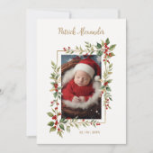 Chic Christmas Botanical Border Naming Ceremony Kaart (Voorkant)