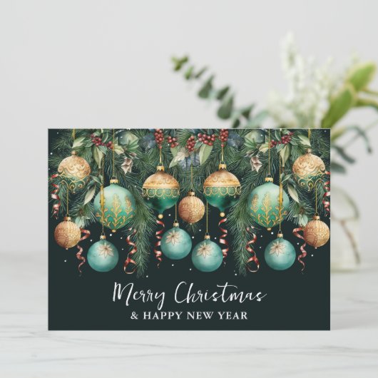 Chic Christmas Tree Ornaments Feestdagenkaart (Staand voorkant)