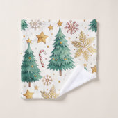 Chic Christmas trees red green festive bath towel (Gant de toilette)