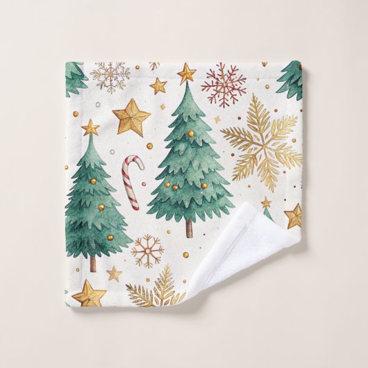 Chic Christmas trees red green festive bath towel Bad Handdoek (Wasdoekje)