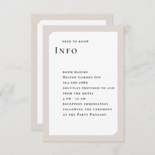 CHIC CIRCLE WEDDING INFORMATIEKAARTJE (Voorkant / Achterkant)