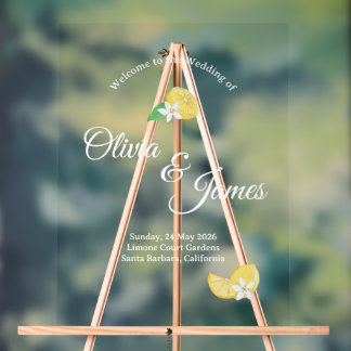 Chic Citroen Citrus Helder Acryl Trouw Bruiloft We Bord